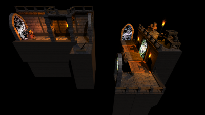 level consisting of two seperate parts, connected by portals