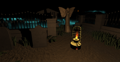 entrance to mausoleum, winged statues left and right