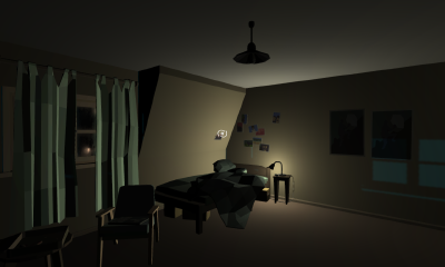 view of a bedroom that also serves as living room