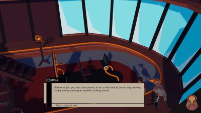 Interior of the airship. A dialog box can be seen in ther lower part of the Image.