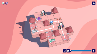 Lategame level featuring 2 ships, volatile tiles, an ally, a key, ressources and villages.