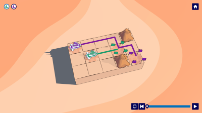 Introductory level featuring 2 ships and drawn paths.